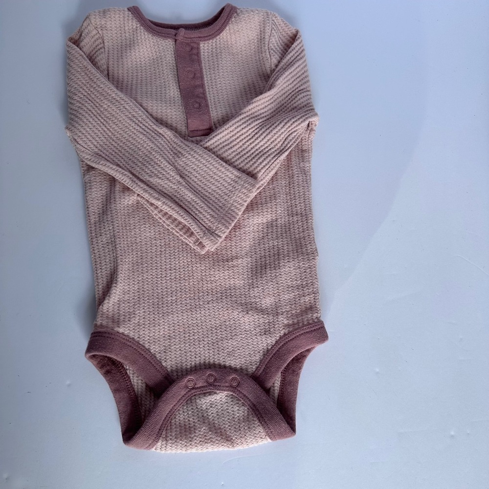 Cloud Island Baby Bodysuit‎ 12M Pink Long Sleeve Waffle Knit Snap Closure